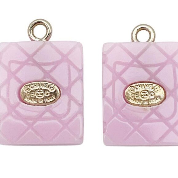 CHANEL Black CC Logos Pink Quilted Stud Earrings Gold Tone 05C Auth w/Box - Picture 13 of 16